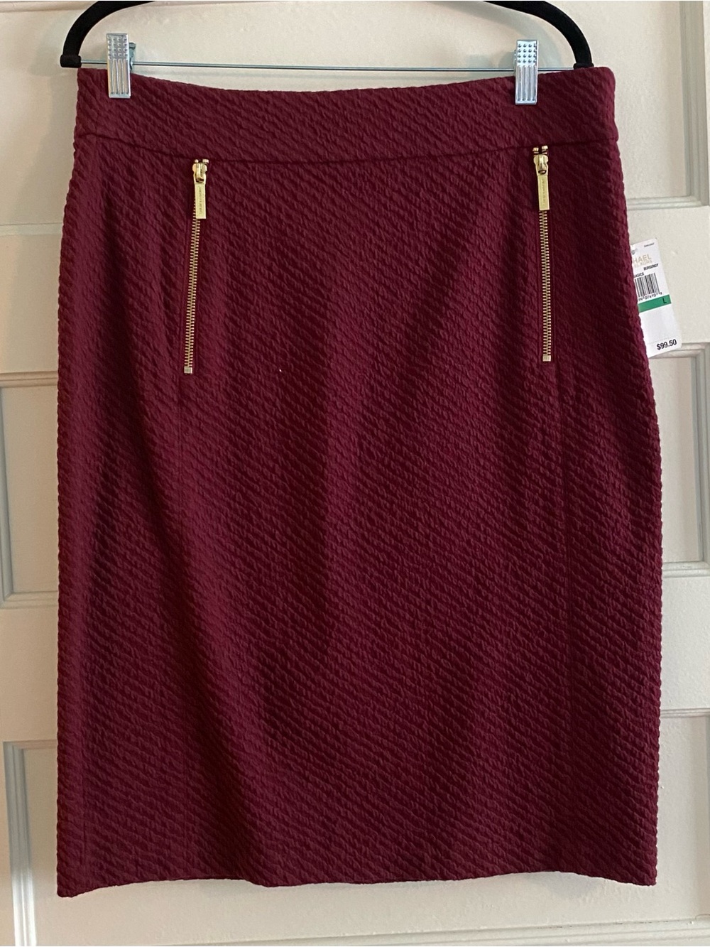 Michael Kors NWT Pencil Skirt in Burgundy with Gold Zippers
